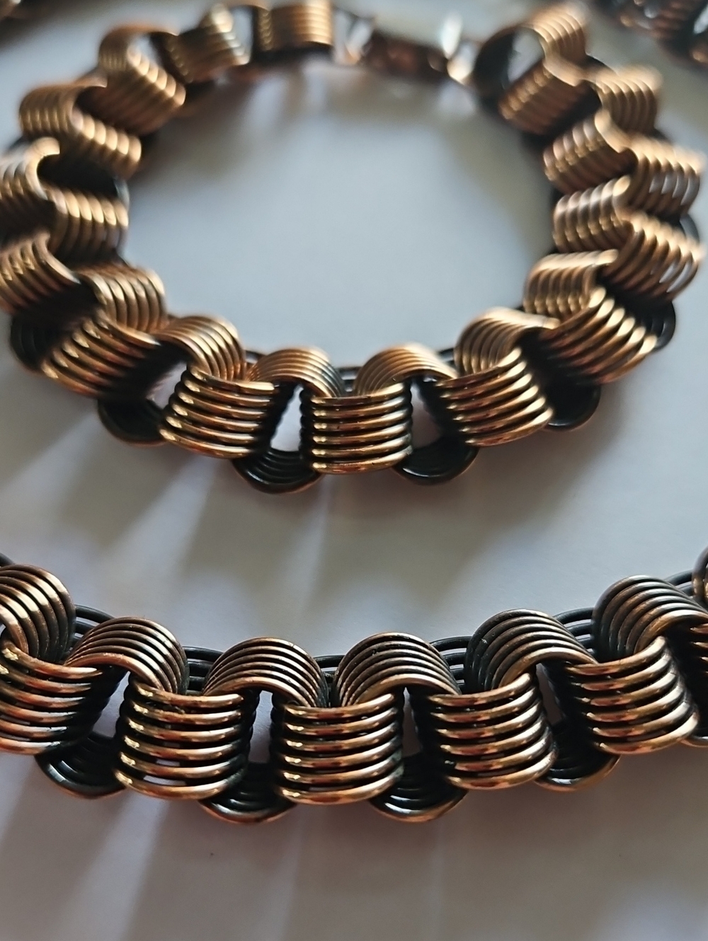 Copper 3D Multi Link Choker/Bracelet Set Vintage